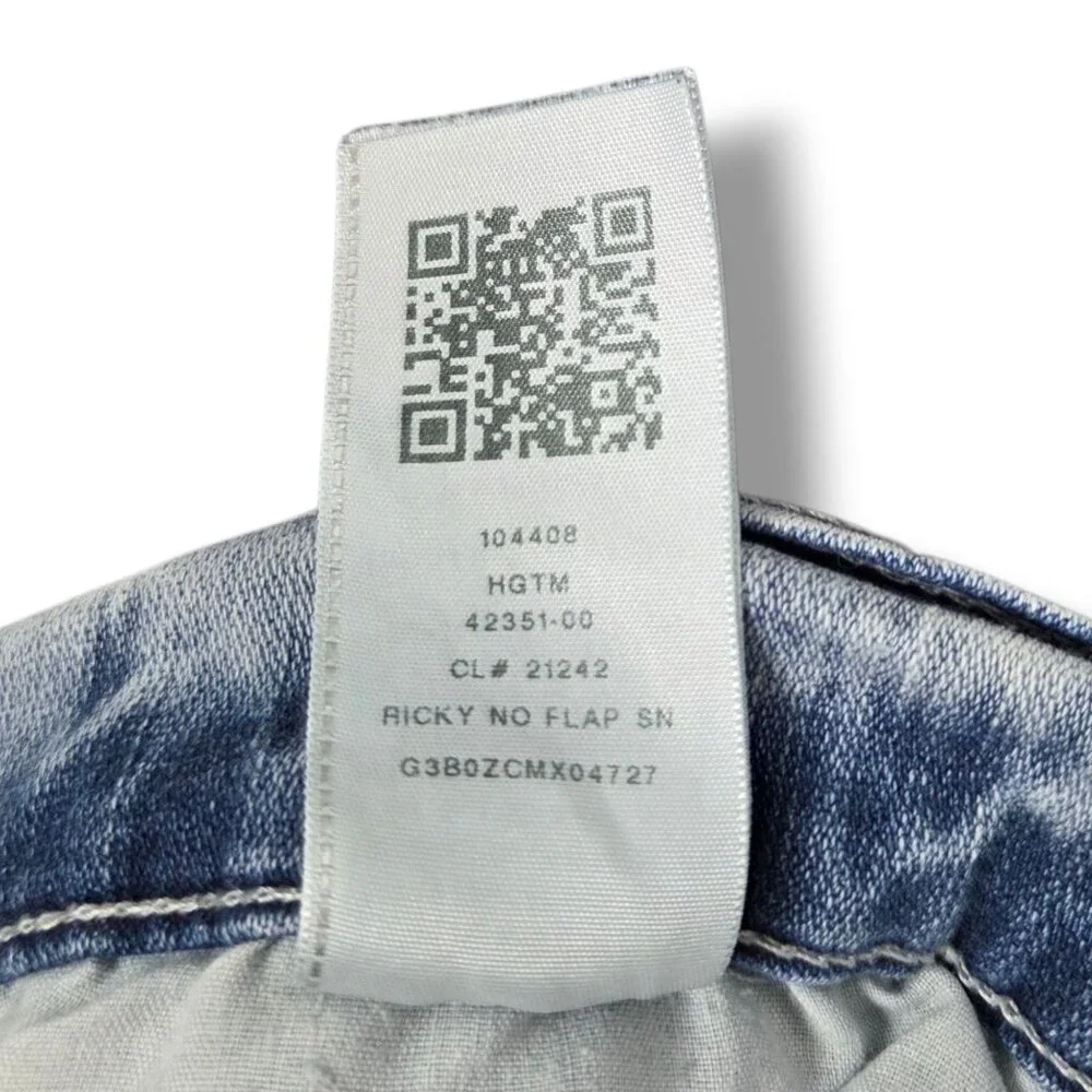 True Religion Ricky Jeans Mens 34 x 34 Relaxed Straight Distressed Light‎ Wash
